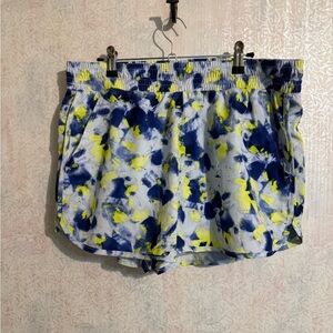 Athletic Works Women's Blue and Yellow Athletic Shorts, Sz Med